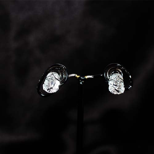 925 Sterling Silver Carved Face Crystal Stud Earrings