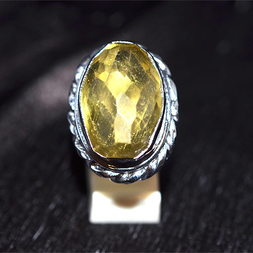 925 Sterling Silver Oval Citrine Turkish Ring with Rope Detail Band