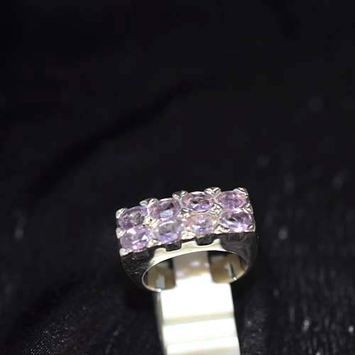 925 Sterling Silver Light Purple Gemstone Row Setting Ring