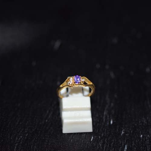 6 Carat Gold Plated Amethyst Duo Stone Ring