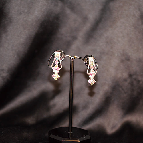 925 Sterling Silver Multi-Gemstone Geometric Drop Earrings