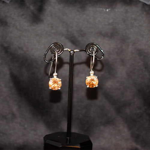 925 Sterling Silver Champagne Crystal Drop Earrings