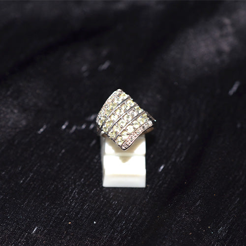 925 Sterling Silver Turkish Cubic Zirconia Wide Band Ring