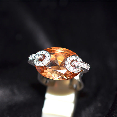 925 Sterling Silver Turkish Citrine Double Horseshoe Motif Ring