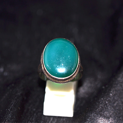 925 Sterling Silver Green Onyx Oval Ring