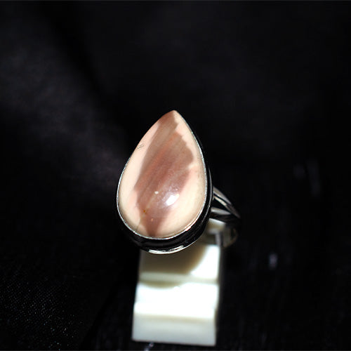 925 Sterling Silver Banded Jasper Teardrop Ring