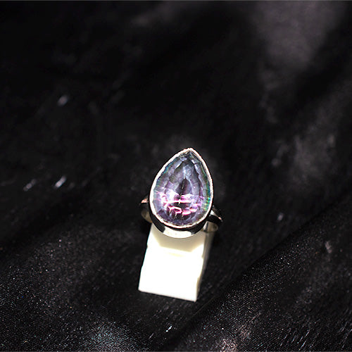 925 Sterling Silver Turkish Mystic Topaz Pear Shape Ring