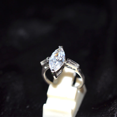 925 Sterling Silver Marquise Cubic Zirconia Solitaire Ring