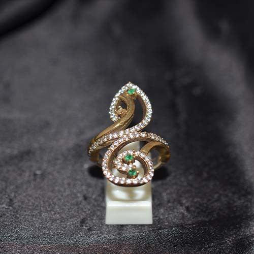 6 Carat Gold Plated Green Onyx Vine Swirl Ring