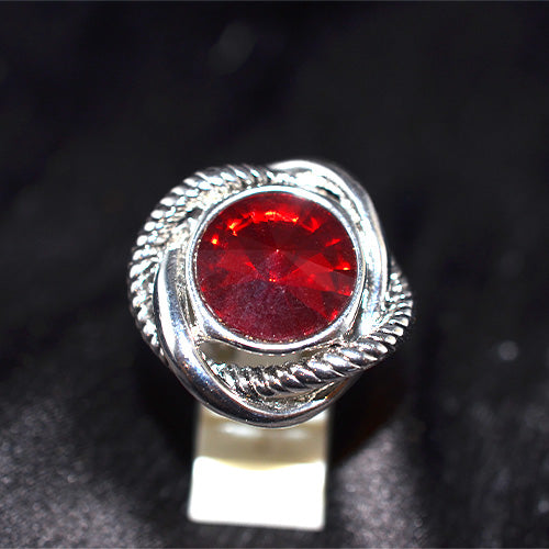 925 Sterling Silver Turkish Red Onyx Rope Motif Ring