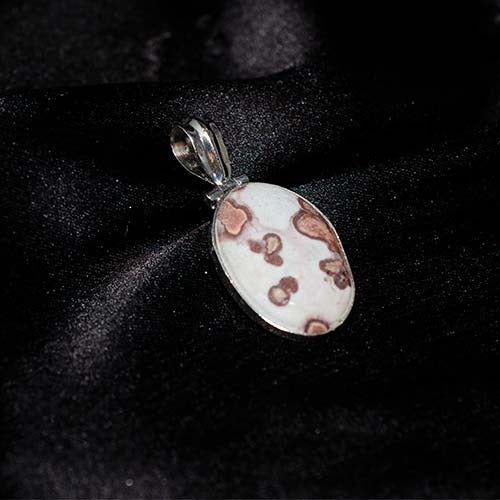 925 Sterling Silver Spotted Jasper Oval Pendant