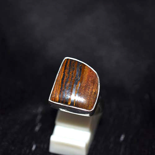 925 Sterling Silver Banded Jasper Rectangle Ring