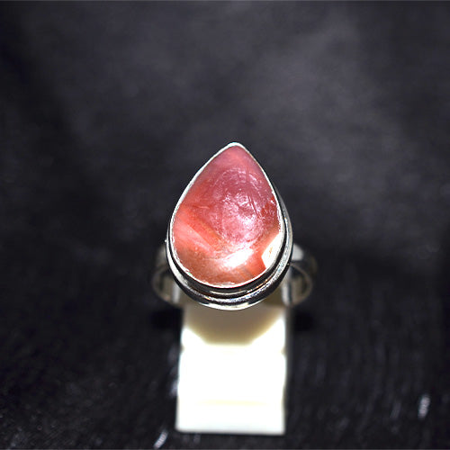 925 Sterling Silver Teardrop Rhodochrosite Ring