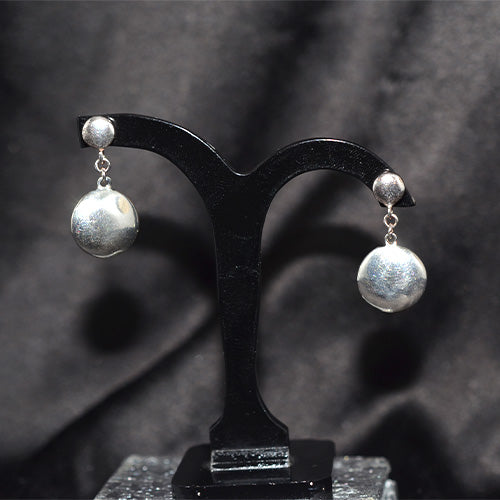 925 Sterling Silver Textured Sphere Drop Earrings