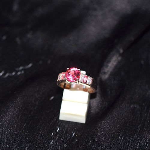 925 Sterling Silver Turkish Pink Cubic Zirconia Baguette Ring
