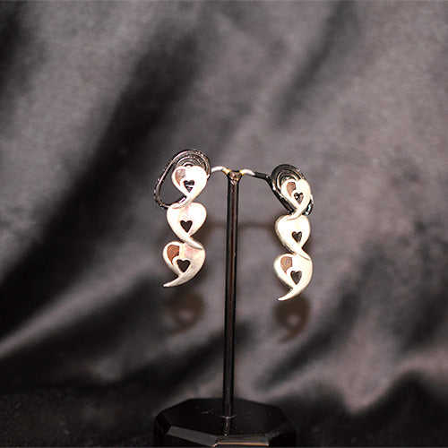 925 Sterling Silver Cascading Hearts Drop Earrings