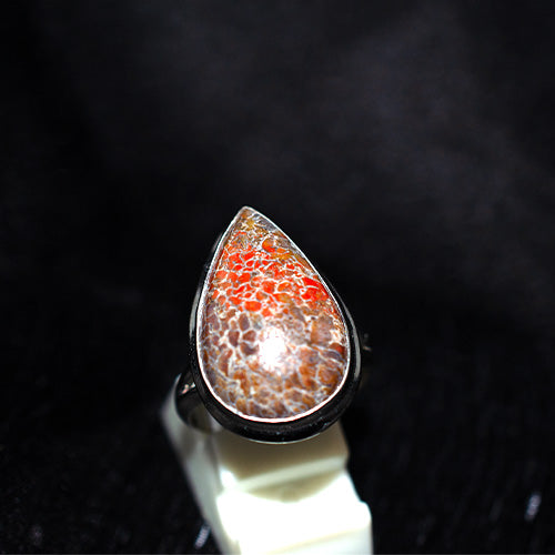 925 Sterling Silver Teardrop Dinosaur Bone Ring