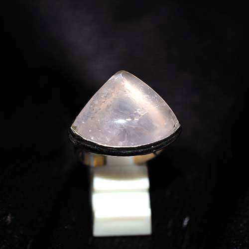 925 Sterling Silver Rose Quartz Shield Shape Ring