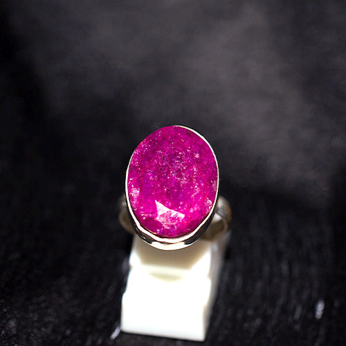 925 Sterling Silver Faceted Raw Ruby Ring