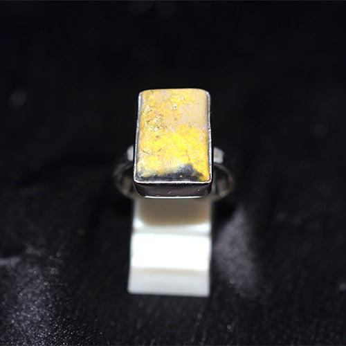 925 Sterling Silver Yellow Jasper Rectangle Ring
