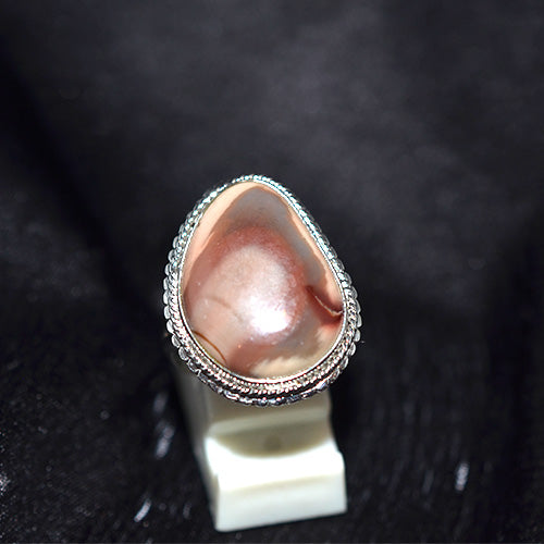 925 Sterling Silver Freeform Mookaite Jasper Ring with Rope Detail