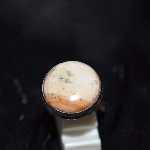 925 Sterling Silver Dendritic Jasper Round Ring