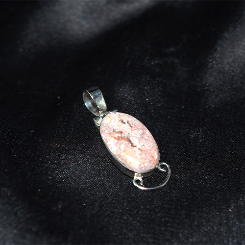 925 Sterling Silver Pink Rhodochrosite Oval Pendant
