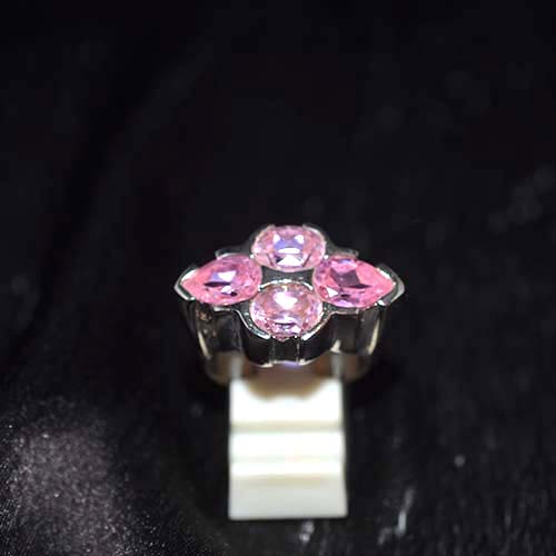 925 Sterling Silver Pink Gemstone Quartet Setting Ring