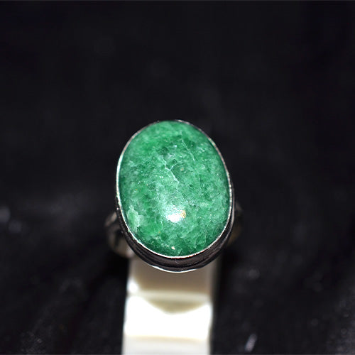 925 Sterling Silver Green Fuchsite Oval Ring