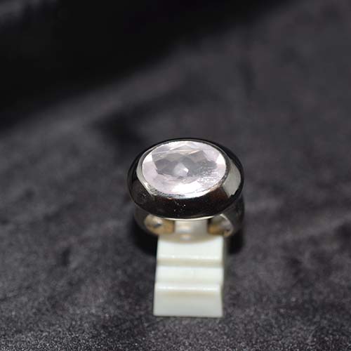 925 Sterling Silver Rose Quartz Modernist Ring