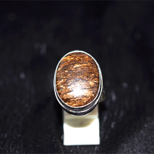 925 Sterling Silver Bronzite Oval Ring