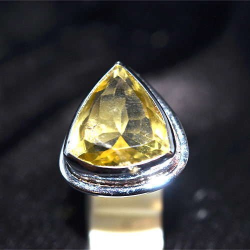 925 Sterling Silver Trillion Cut Citrine Turkish Ring