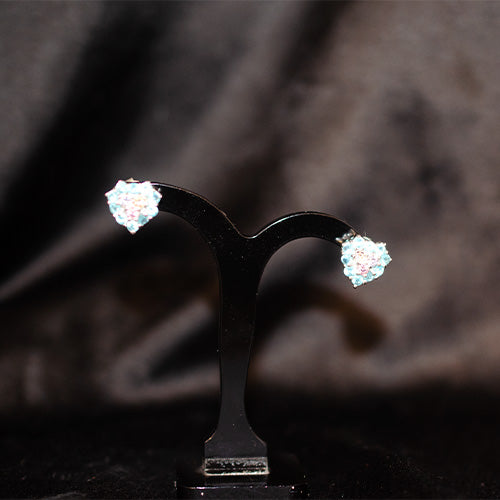 925 Sterling Silver Multi-Gem Heart Cluster Stud Earrings