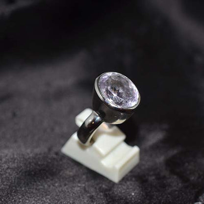 925 Sterling Silver Light Amethyst Dome Ring