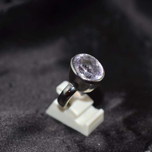 925 Sterling Silver Light Amethyst Dome Ring