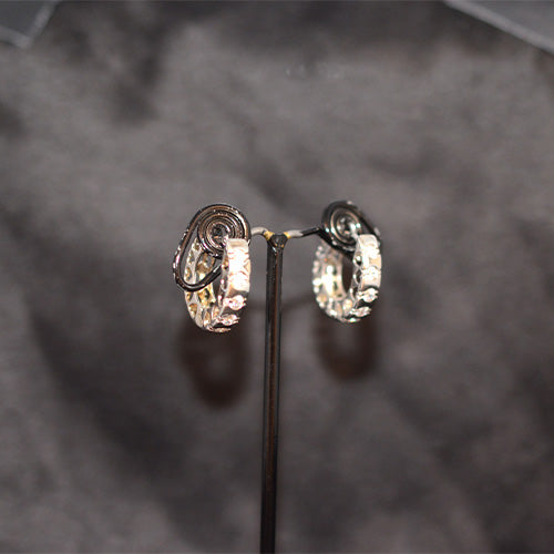 925 Sterling Silver Hammered Huggie Earrings