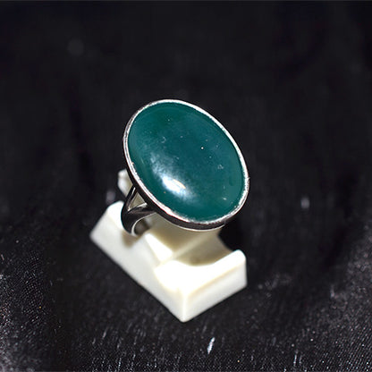 925 Sterling Silver Green Aventurine Classic Oval Ring