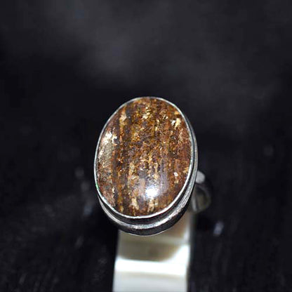 925 Sterling Silver Brown Jasper Oval Ring