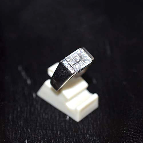 925 Sterling Silver Cubic Zirconia Grid Setting Ring