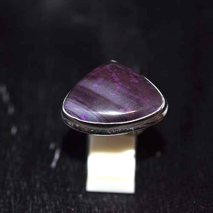 925 Sterling Silver Purple Agate Trillion Ring