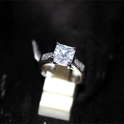 925 Sterling Silver Princess Cut Cubic Zirconia Ring