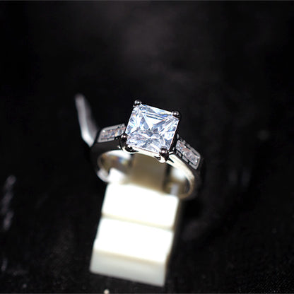 925 Sterling Silver Princess Cut Cubic Zirconia Ring