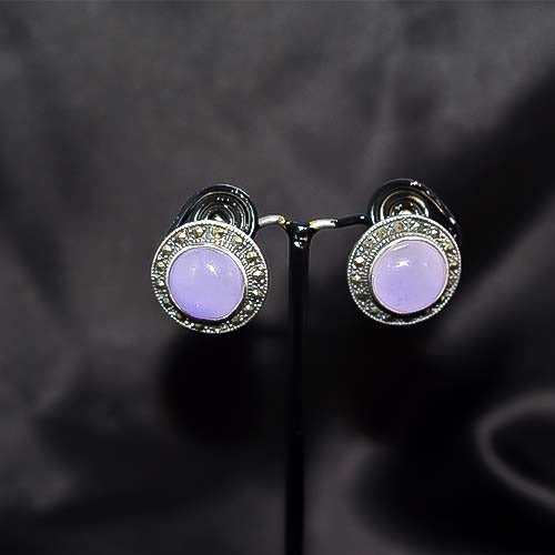 925 Sterling Silver Purple Stone Halo Stud Earrings