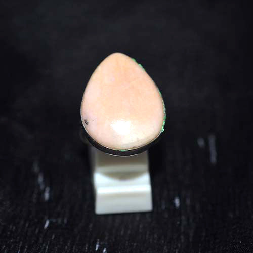 925 Sterling Silver Pink Opal Teardrop Ring