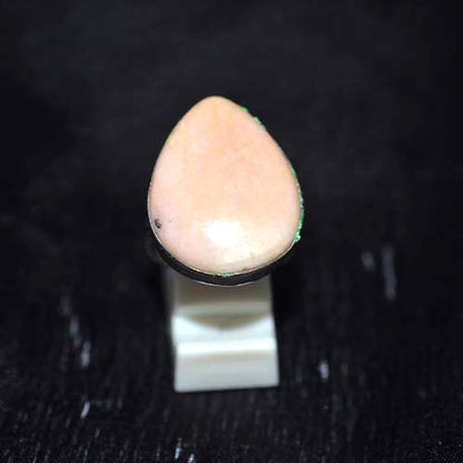 925 Sterling Silver Pink Opal Teardrop Ring