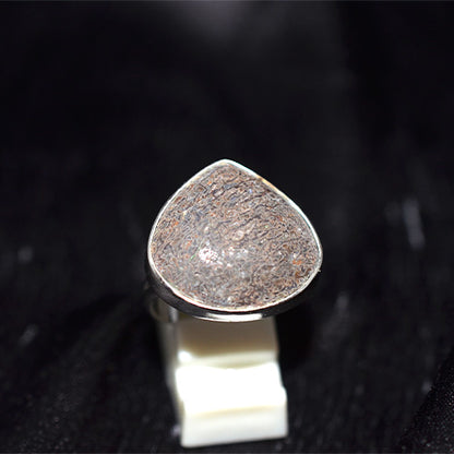925 Sterling Silver Teardrop Dinosaur Bone Jasper Ring