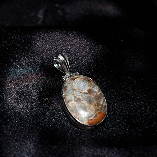 925 Sterling Silver Leopard Skin Jasper Oval Pendant