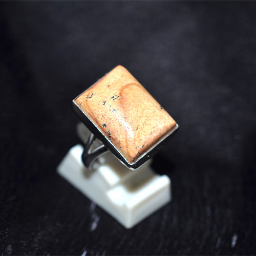 925 Sterling Silver Rectangular Sandstone Jasper Ring