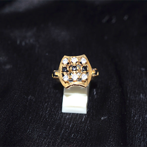 6 Carat Gold Plated Geometric Cluster Crystal Ring