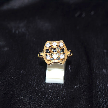 6 Carat Gold Plated Geometric Cluster Crystal Ring